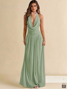 Green Halter Maxi Dress